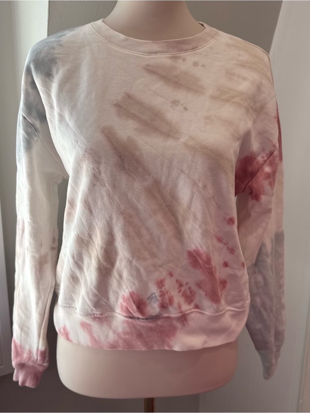 Gap Teen Pink Gray Tie‎ Dye Crewneck Sweatshirt Size 14-16